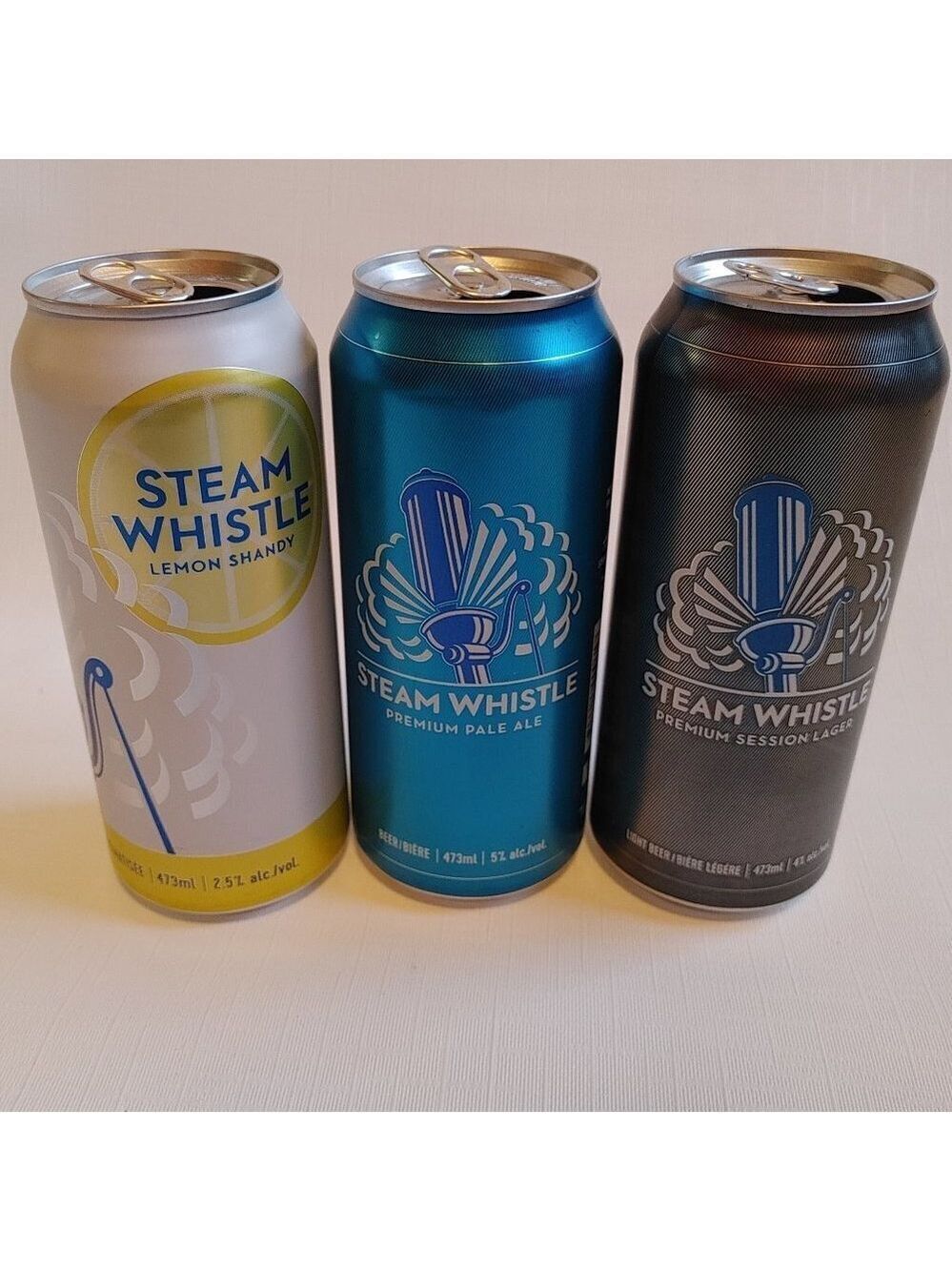 DISCONTINUED Steam Whistle Beer Cans Lemon Shandy Sessions Lager Pale Ale